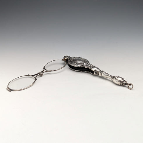 American antique sterling silver detailed decorative portable folding glasses Roniet